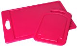 p!zazz 105-2P 2-Piece Poly Cutting Board Set, 6-Inch by 10-Inch and 10-Inch by 14-Inch, Pink